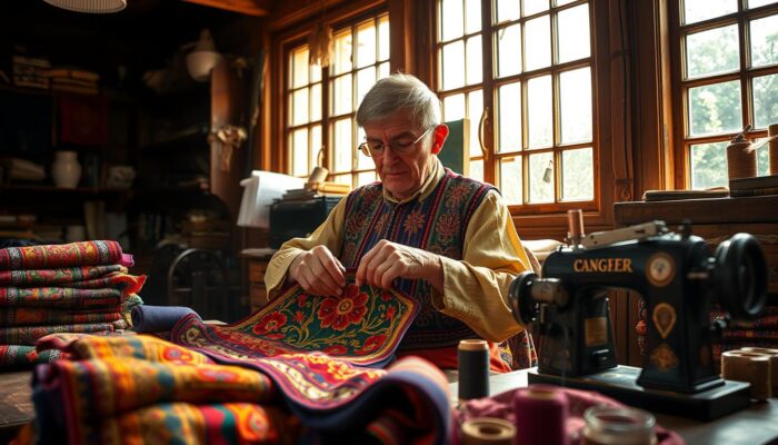 penjahit baju tradisional Ossetia Selatan